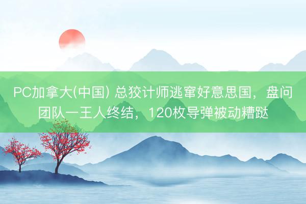 PC加拿大(中国) 总狡计师逃窜好意思国，盘问团队一王人终结，120枚导弹被动糟跶