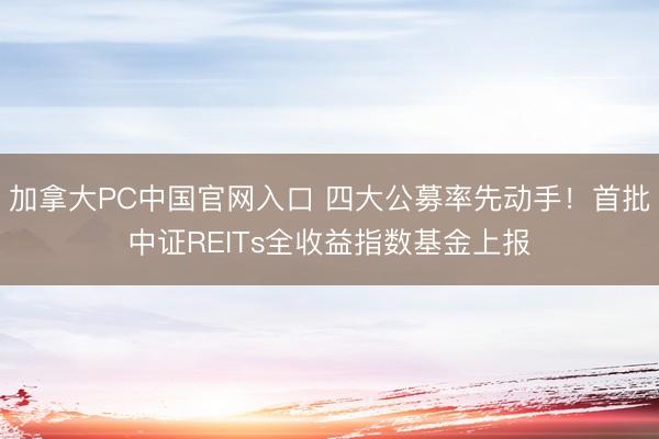 加拿大PC中国官网入口 四大公募率先动手!首批中证REITs全收益指数基金上报