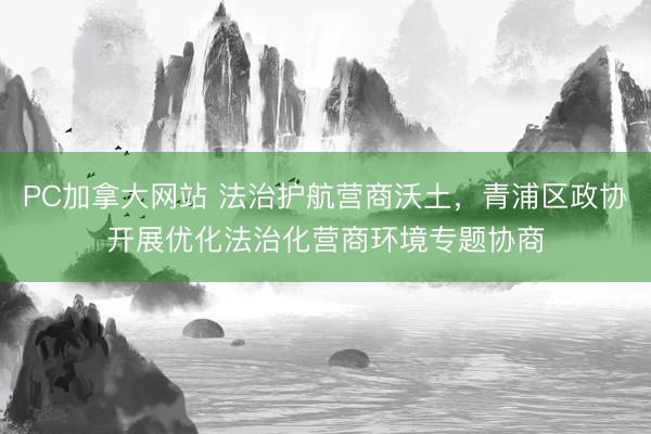 PC加拿大网站 法治护航营商沃土，青浦区政协开展优化法治化营商环境专题协商