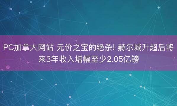 PC加拿大网站 无价之宝的绝杀! 赫尔城升超后将来3年收入增幅至少2.05亿镑