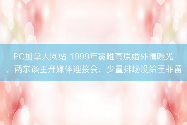 PC加拿大网站 1999年窦唯高原婚外情曝光，两东谈主开媒体迎接会，少量排场没给王菲留
