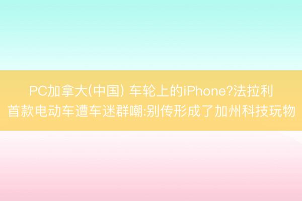 PC加拿大(中国) 车轮上的iPhone?法拉利首款电动车遭车迷群嘲:别传形成了加州科技玩物