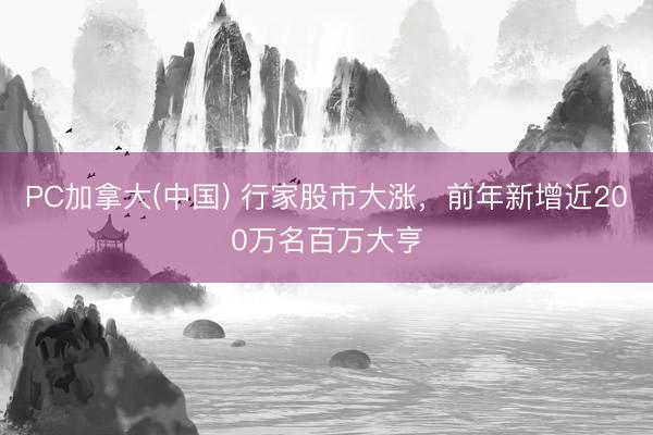 PC加拿大(中国) 行家股市大涨，前年新增近200万名百万大亨