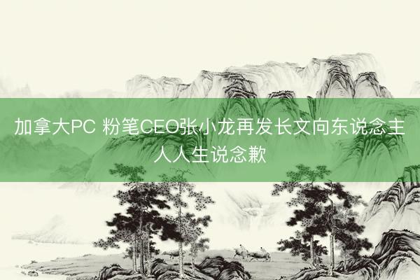 加拿大PC 粉笔CEO张小龙再发长文向东说念主人人生说念歉