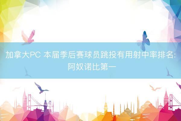 加拿大PC 本届季后赛球员跳投有用射中率排名: 阿奴诺比第一