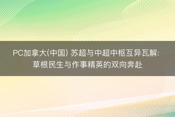 PC加拿大(中国) 苏超与中超中枢互异瓦解: 草根民生与作事精英的双向奔赴