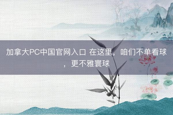 加拿大PC中国官网入口 在这里，咱们不单看球，更不雅寰球