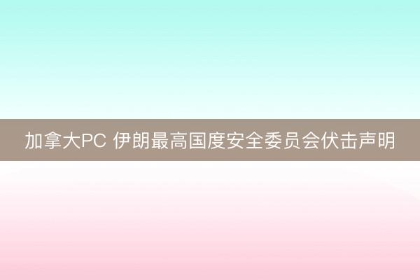 加拿大PC 伊朗最高国度安全委员会伏击声明