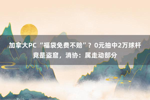 加拿大PC “福袋免费不赔”？0元抽中2万球杆竟是盗窟，消协：属走动部分